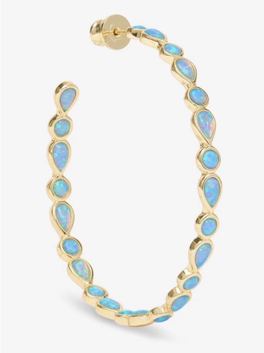 Melinda Maria Gold Hoop Earrings with Blue Opal Inlays